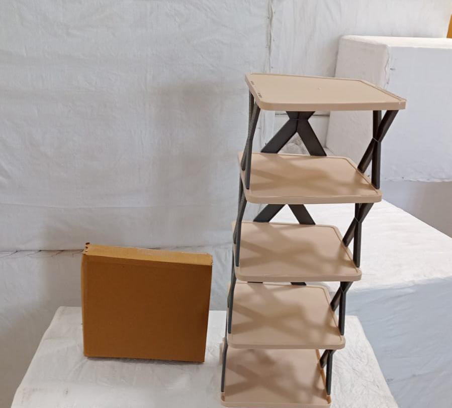 9065 5 Layer Shoes Stand, Shoe Tower Rack Suit for Small Spaces, Closet, Small Entryway, Easy Assembly and Stable in Structure, Corner Storage Cabinet for Saving Space