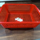 Plastic fruit and vegetable washing basket, versatile dish rack for kitchen organization.