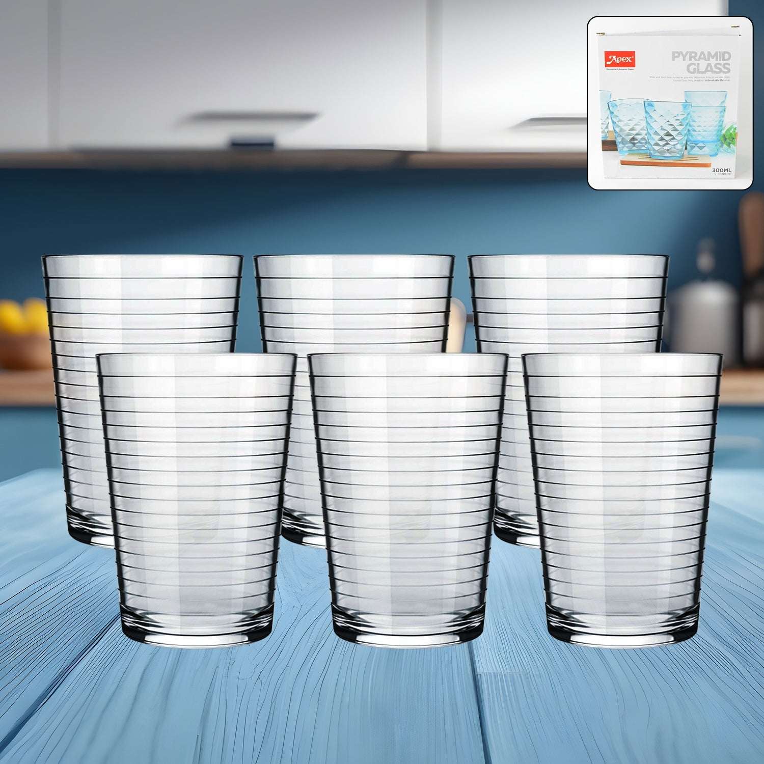 Apex Pyramid Ringo Plastic Glass – 300ml Approx | Durable, Crystal-Clear Tumbler