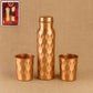 Diamond Cut Copper Water Bottle 2 Glasses with Gift Box (3 Pcs Set)