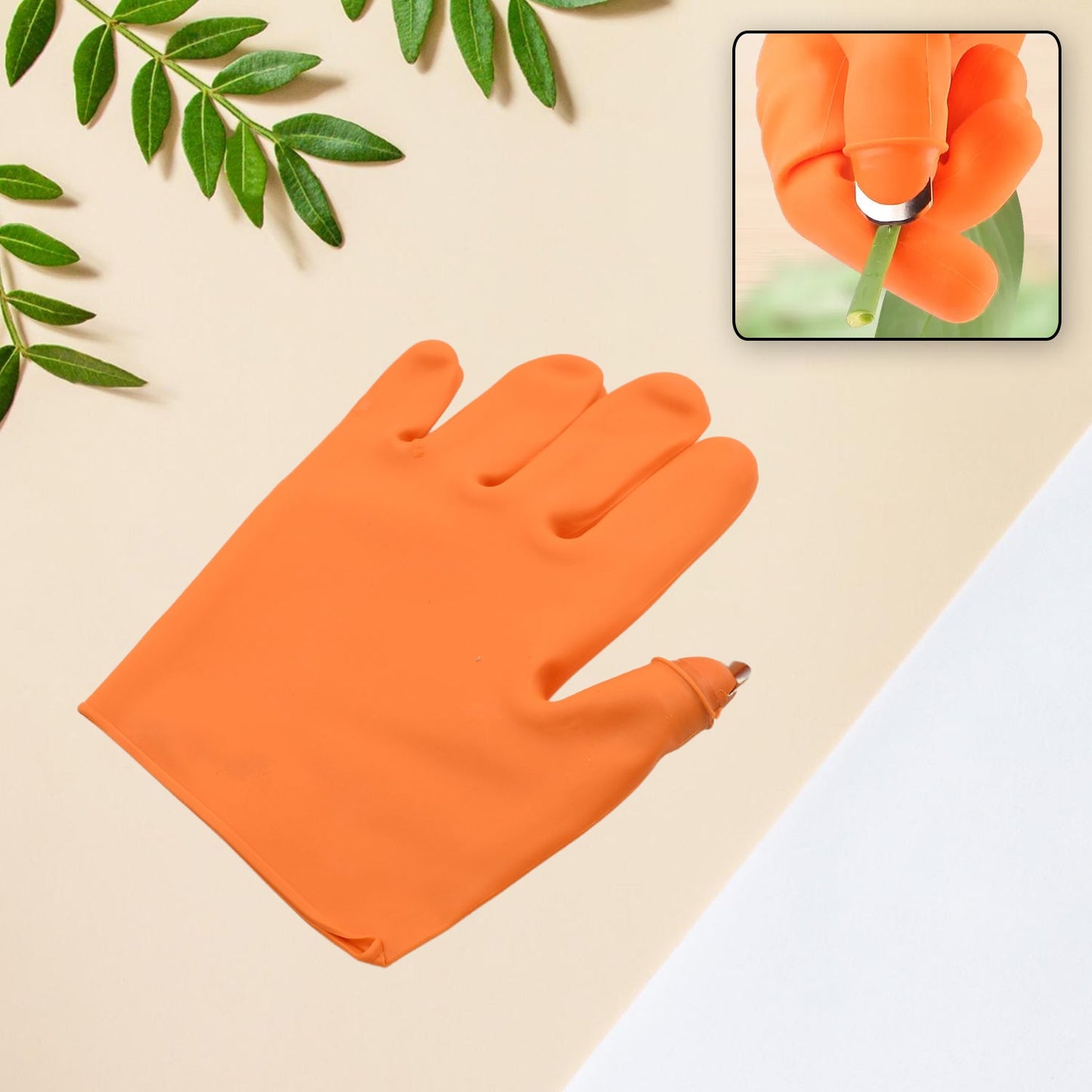 Silicone thumb knife gloves for cutting vegetables, right-handed.