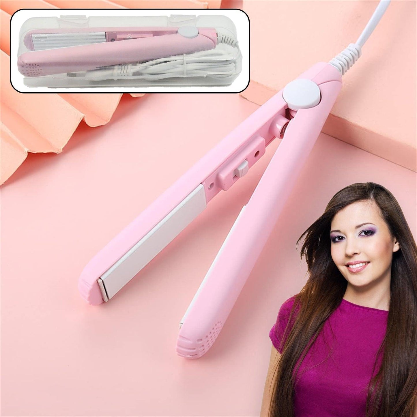 Beauty and Personal Care Professional Ceramic Plate Mini Hair Styler Straightener and Curler