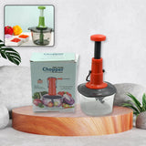 5790 Manual Press Fruit & Vegetable Chopper, with 3 Stainless Steel Blades, Anti-Slip Base, and Locking System, Cutting Chopper For Kitchen (650 ML)