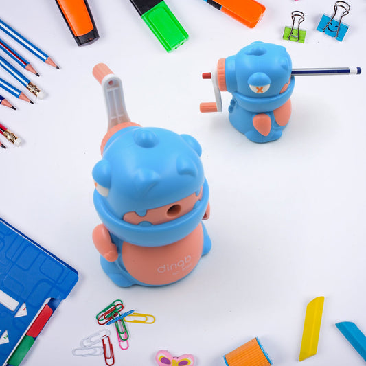 Teddy-shaped pencil sharpener with tray