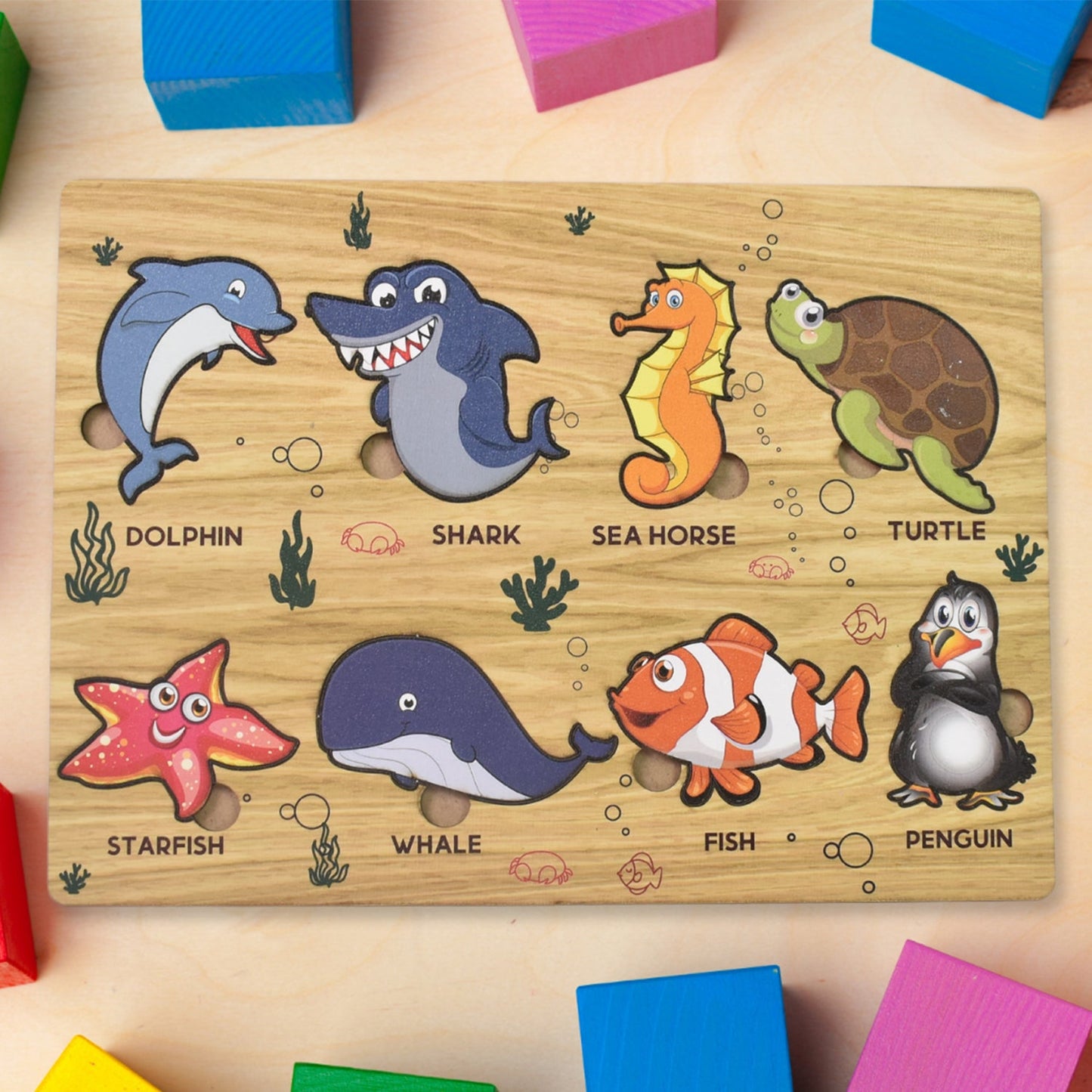 Wooden Puzzle Learning Board for Kids - (1 Pc / Mix Design / random)