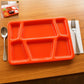 Plastic Multi-Compartment Rectangular Meal Serving Tray / Plate (1 Pc / Red)