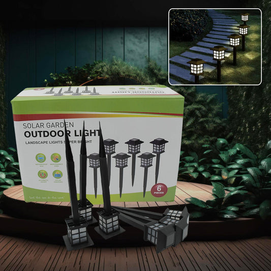 Pack of 6 waterproof solar pathway lights, long-lasting LED