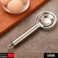 Egg separator tool, stainless steel, yolk and white separation.