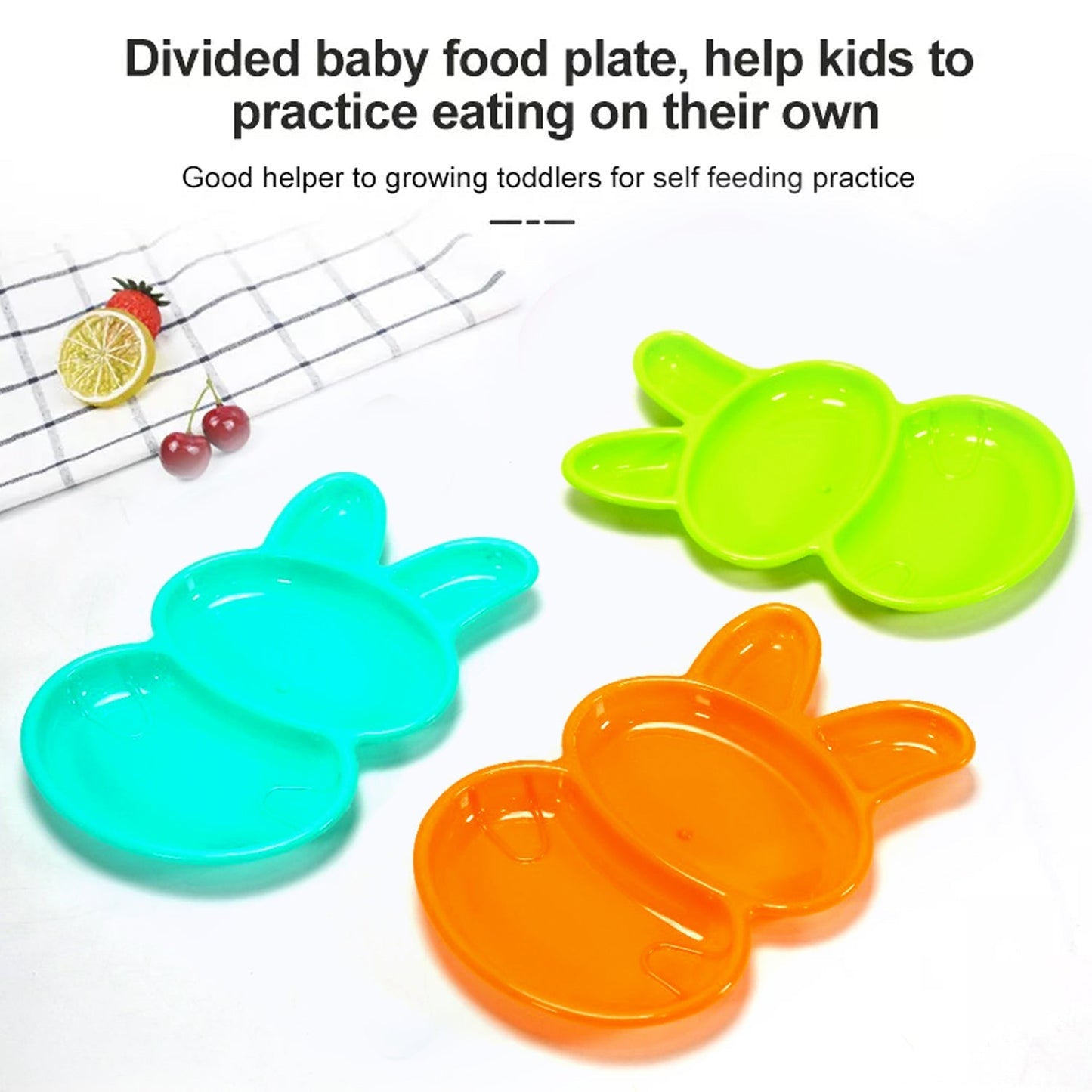 Colorful rabbit-shaped dishes for children, pack of 6