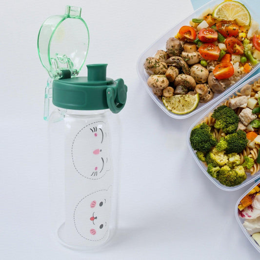 12713 Anti-Leak Glass Water Bottle, Crystal Glass Water Bottle For Kids, Stylish Water Bottle with Sipper