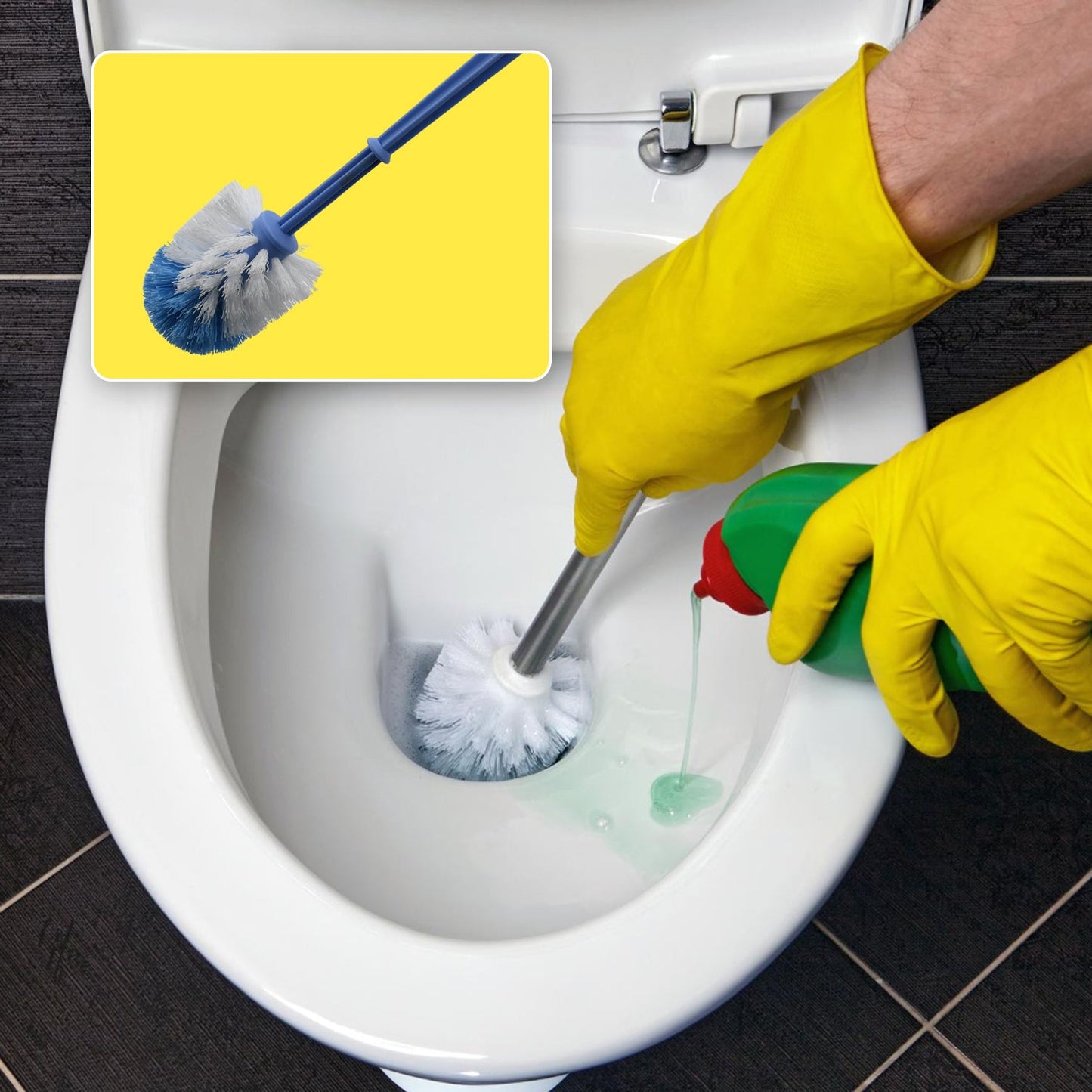 Round plastic toilet brush for easy cleaning