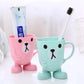 Set of toothbrush holder and cup with handle for children, perfect for daily use.