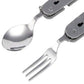 Portable stainless steel cutlery set with detachable folding tools for outdoor activities