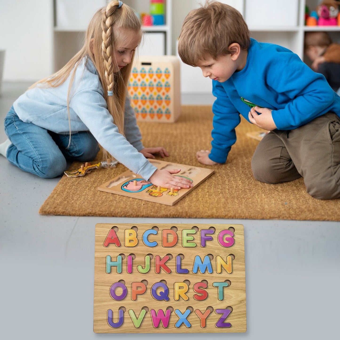 Tooky Toy Wooden Alphabet & Shapes Puzzle