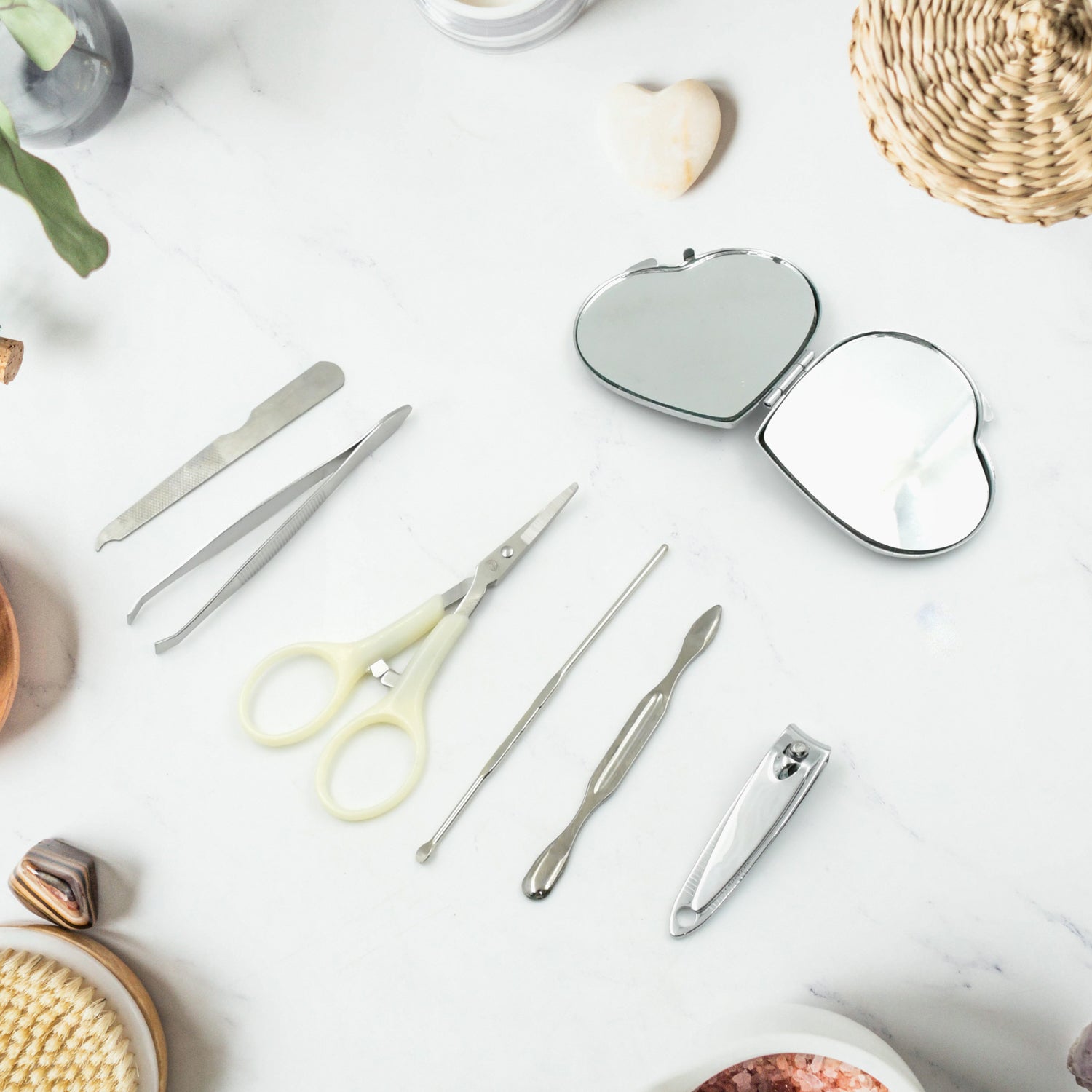 Nail clipper kit with travel case and mirror