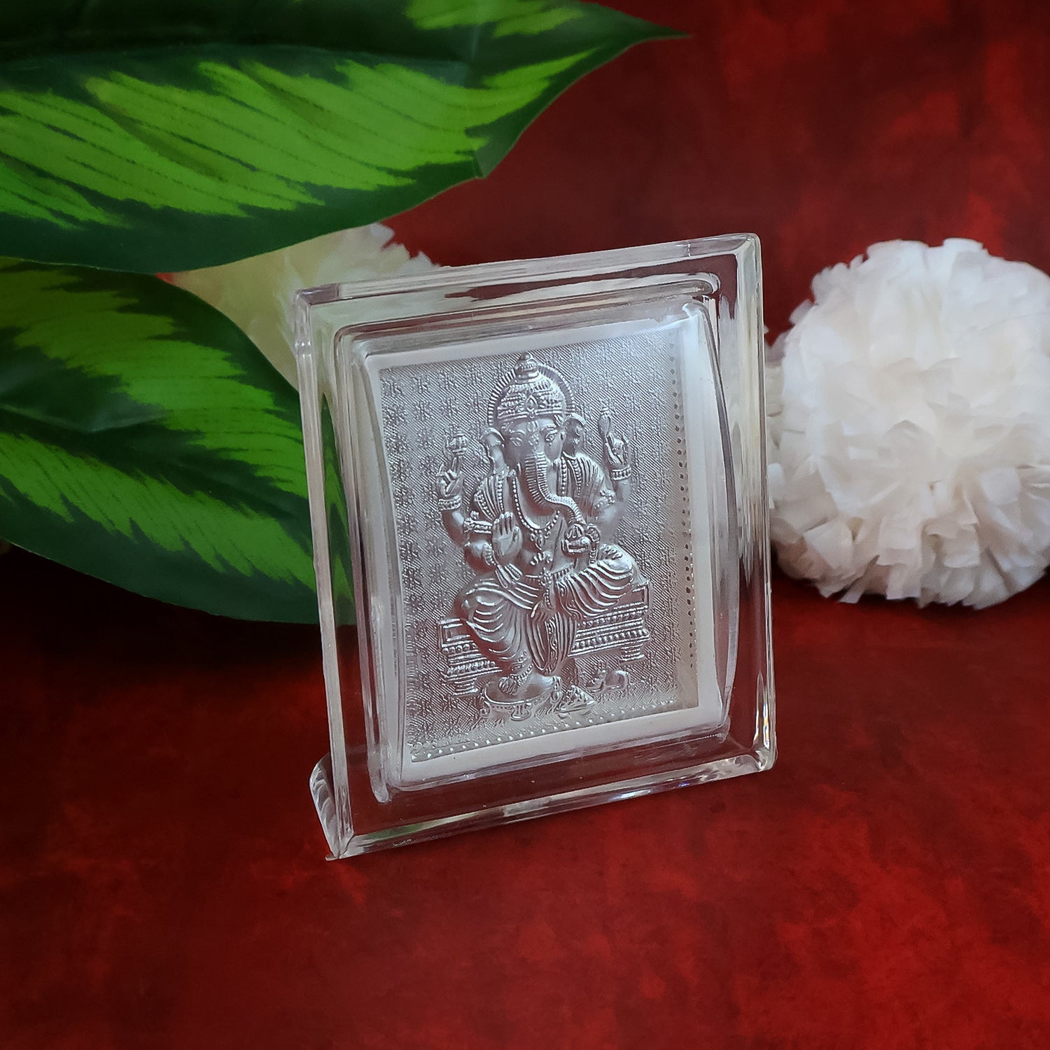 Religious Silver-Plated Ganesha Picture Frame