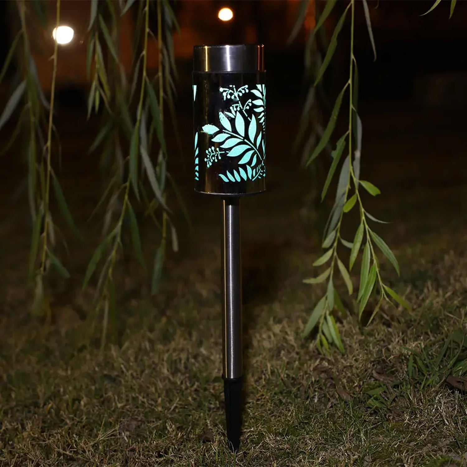 Solar pathway light for energy-efficient outdoor lighting.