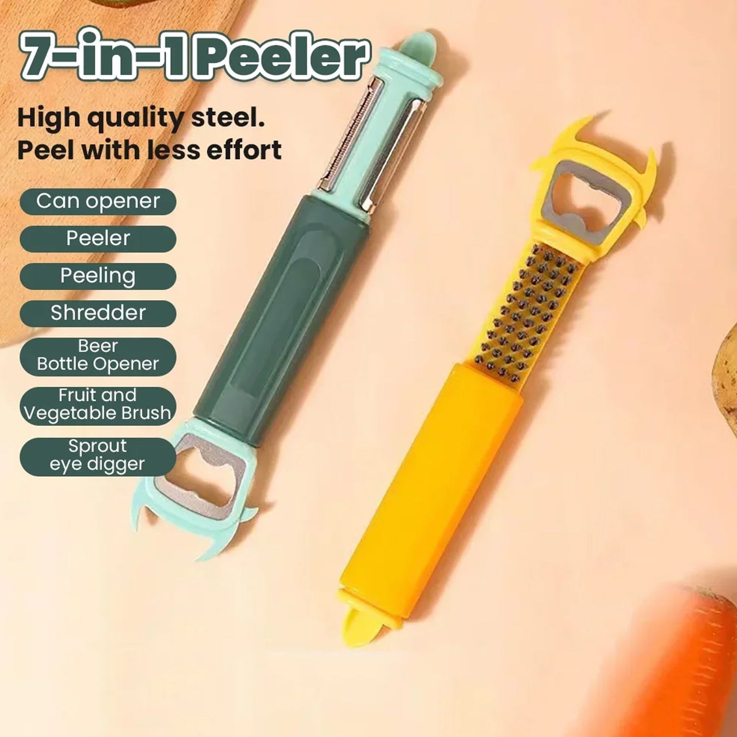 Multifunctional, Vegetable Fruit Peelers Slicer Can Opener 7 In 1 Kitchen Peeler For Veggie Fruit Potato Carrot Durable Kitchen Peeling Tool Non-slip Handle Durable For Potato, Fruit, Vegetables, Carrots, Cucumbers