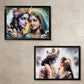 Lord Krishna and Radha Wall Painting with Wooden Frame 60x45 Cm Approx (1 Pc / Mix Design)