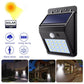 Solar-powered LED security light for outdoors.