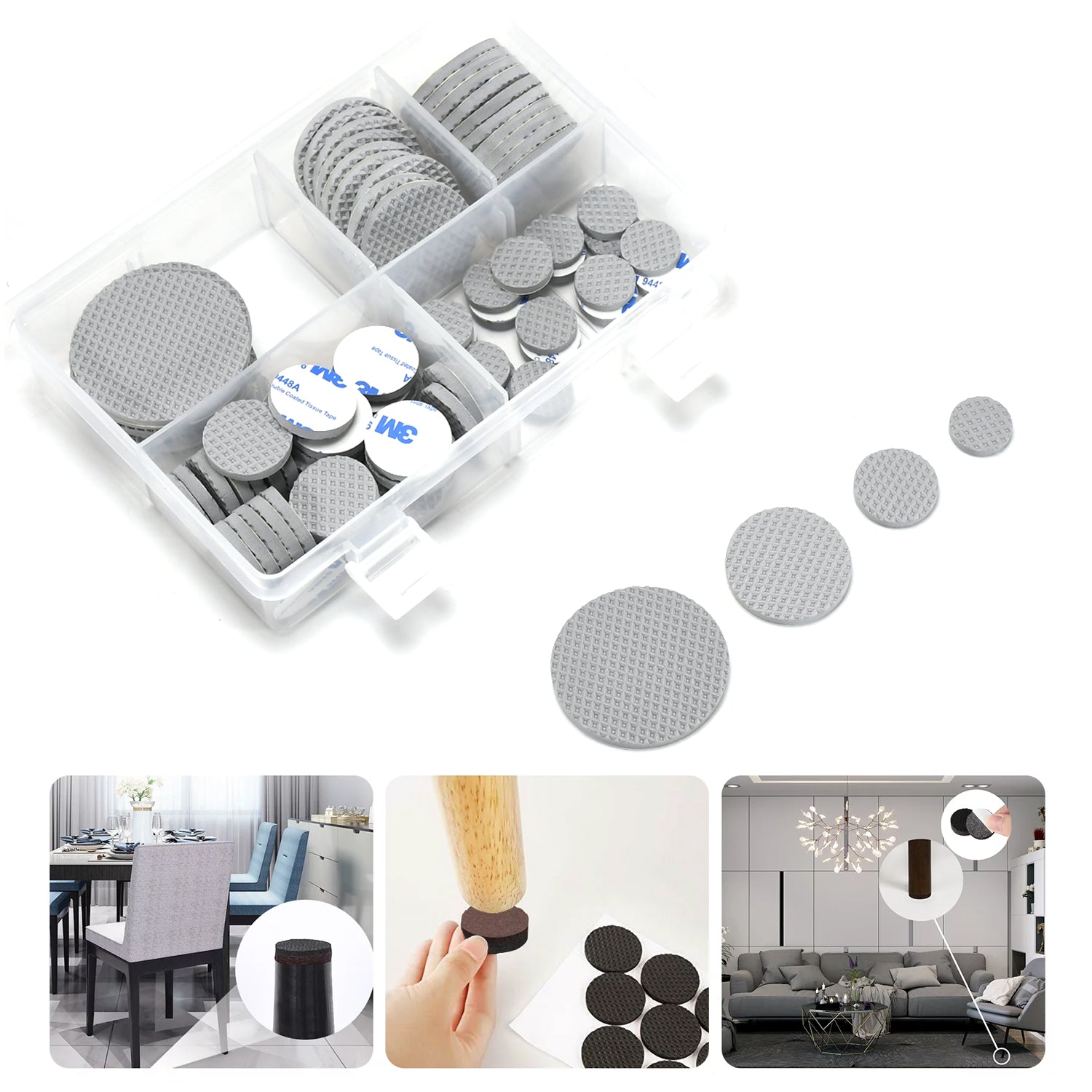 Round felt furniture pads for floor protection