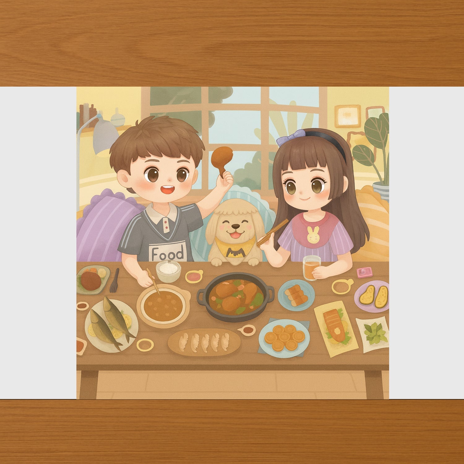 Dining Theme Cartoon Kids Wallpaper Poster