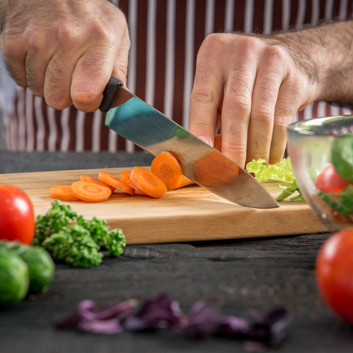 Chopping board with cutting tools