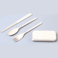 Cutlery set with spoon, fork, and chopsticks.