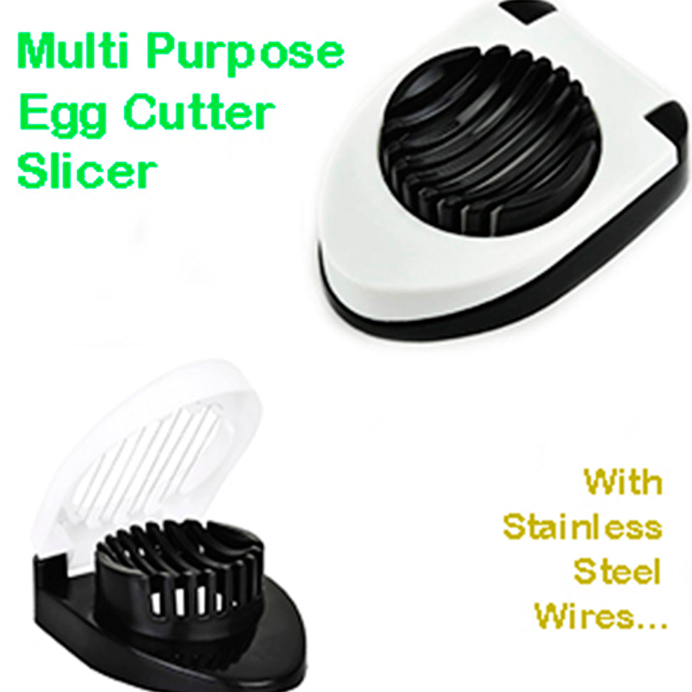 Plastic egg cutter with stainless steel slicing wires