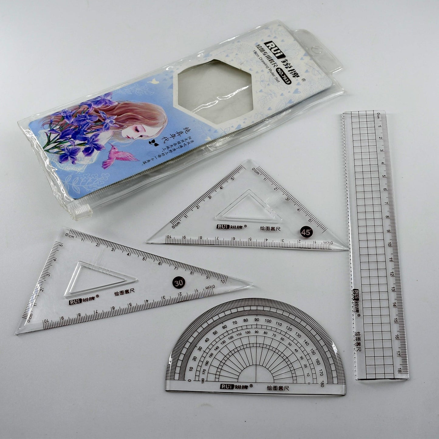 4-piece stationery ruler set for students and office use