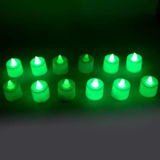 Pack of 12 green LED tealight candles