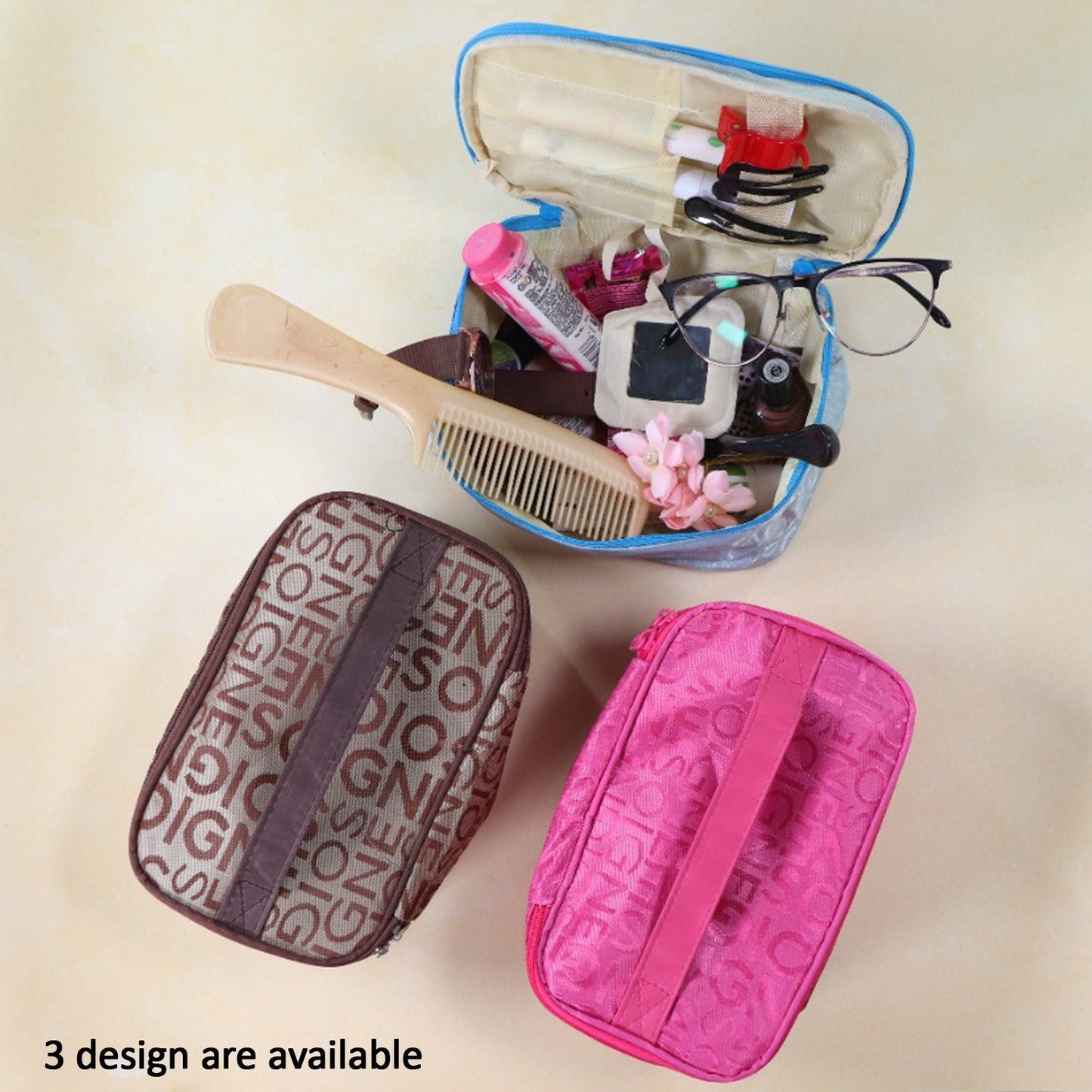 Portable makeup bag with secure closure for travel