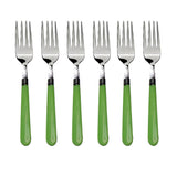 Stainless steel dining forks set of 6 with comfortable grip for home use.