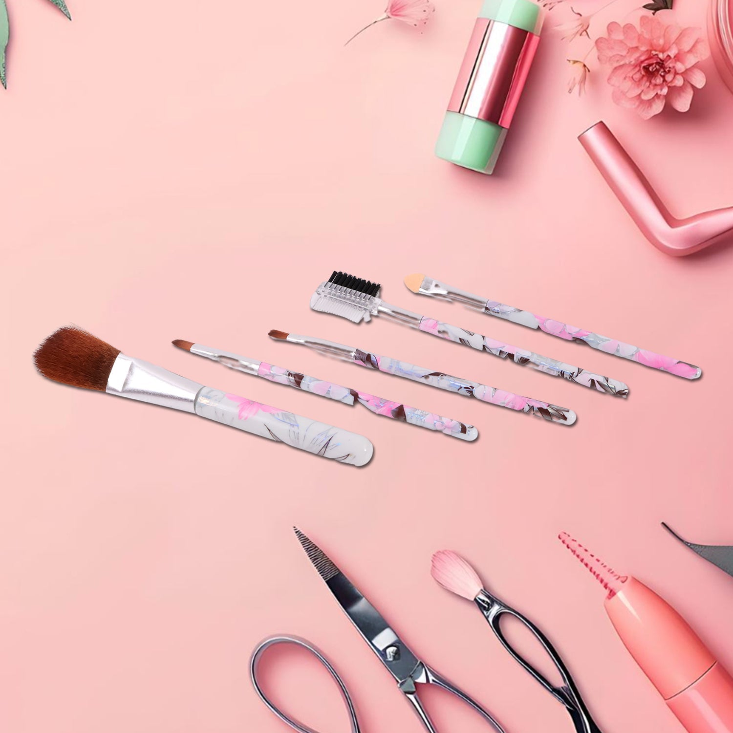 Decorative Floral Makeup Brushes