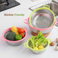 Colander with fruits in a kitchen setting