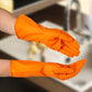 Multipurpose Rubber Reusable Cleaning Gloves, Reusable Rubber Hand Gloves I Latex Safety Gloves I for Washing I Cleaning Kitchen I Gardening I Sanitation I Wet and Dry Use Orange Gloves (1 Pair 40 Gm)