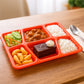Plastic Multi-Compartment Rectangular Meal Serving Tray / Plate (1 Pc / Red)