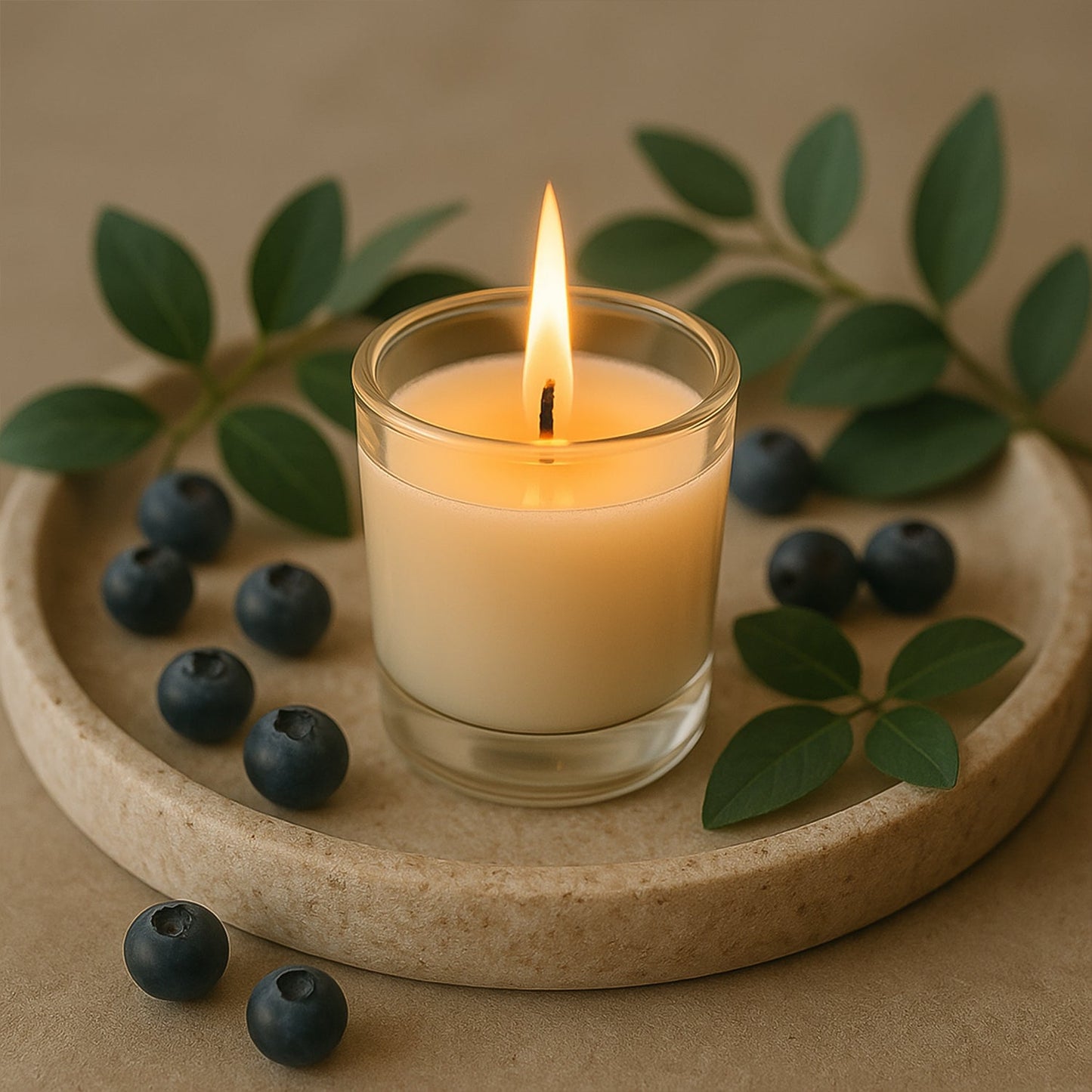 In'lief  Blueberry Soy-Blend Votive Candle Glass – 50 gm (1 Pc)