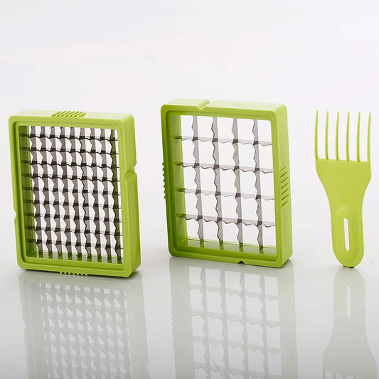 2-in-1 Potato Chipper & Slicer – French Fries Maker with Two-Blade Cutter (1 Pc)