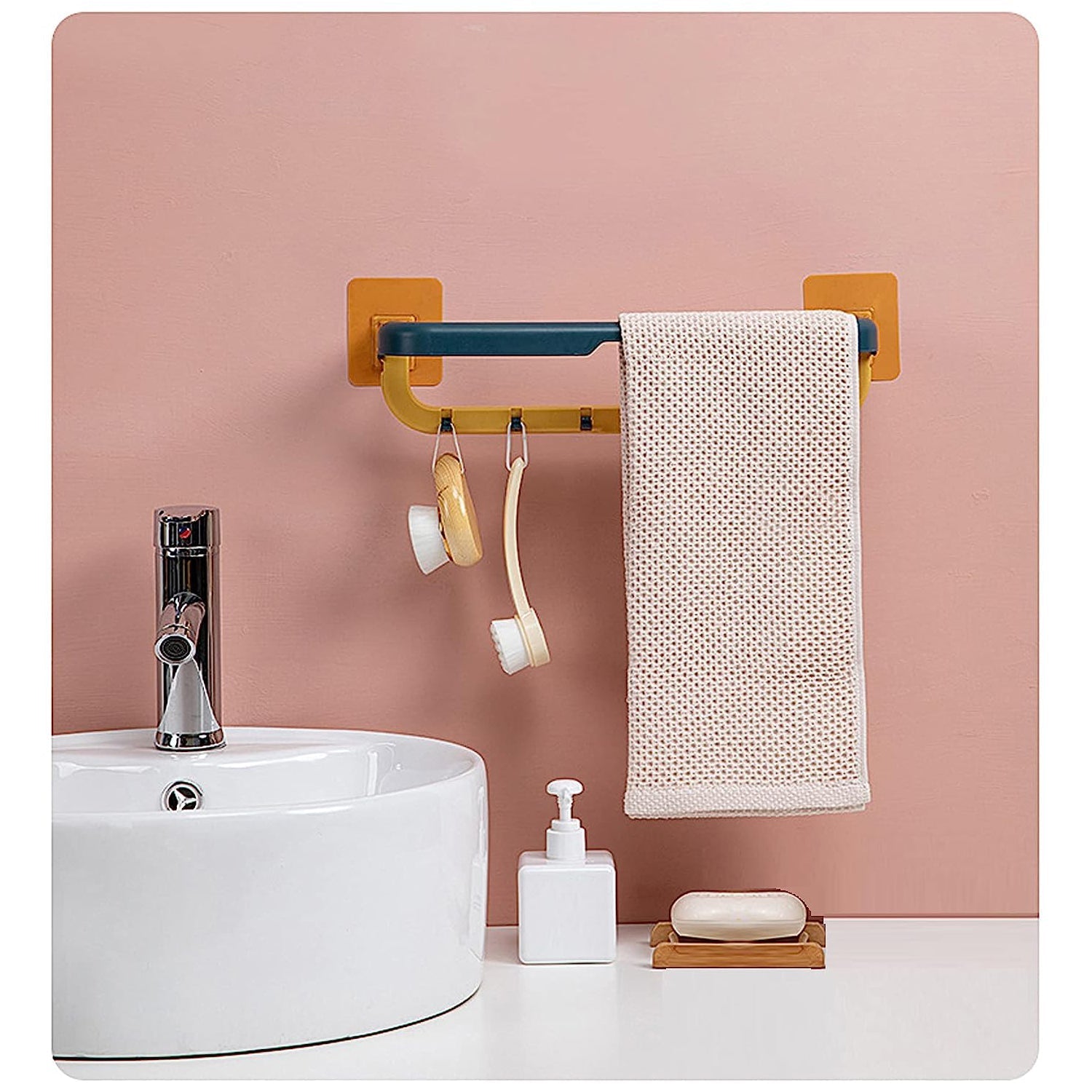 Multifunctional towel rack with hooks