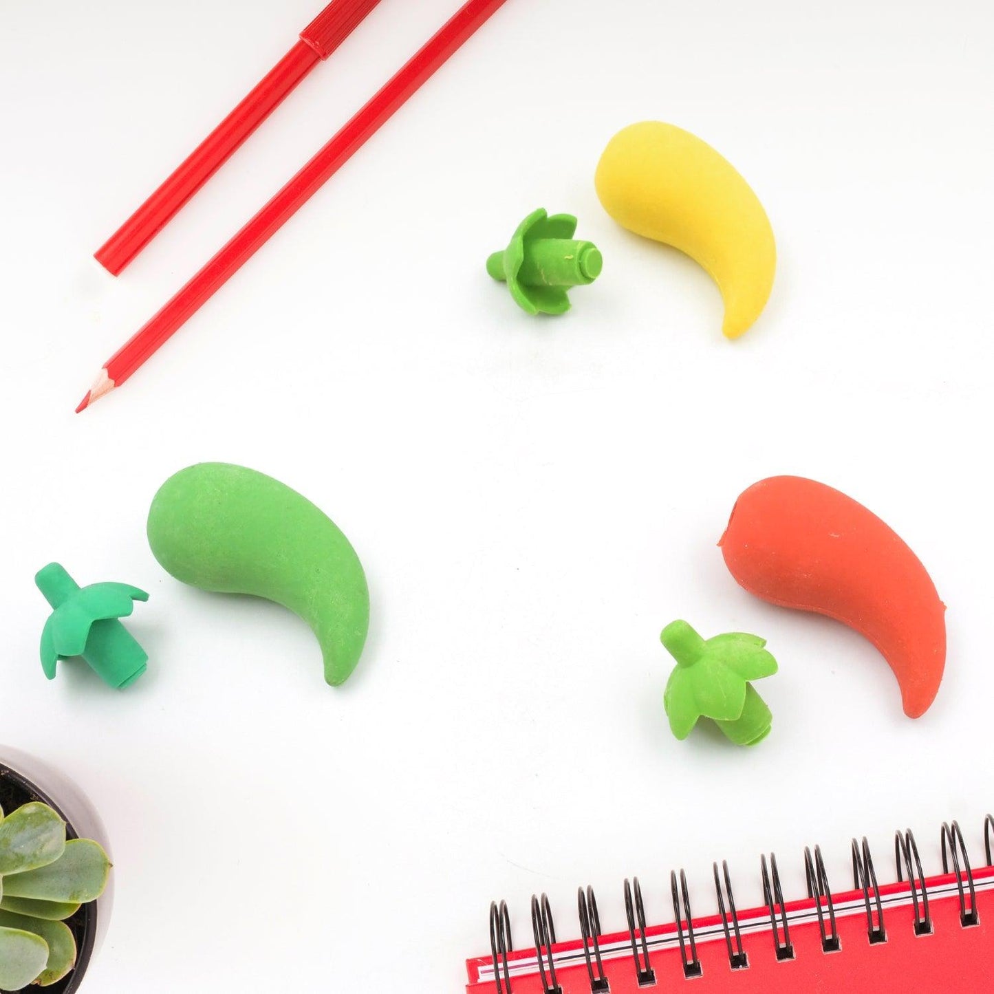 4626 3D Fancy & Stylish Colorful Chili Shape Erasers, Mini Eraser Creative Cute Novelty Eraser for Children Eraser Set for Return Gift, Birthday Party, School Prize, (3 pc Set)