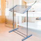 Multi-Functional Single Tier Mobile Towel Foldable Rack for Cloth and Towel / Stainless Steel and Plastic Made Mobile Towel and Cloth Rack Holder Indoor / Outdoor Standing Movable Cloth Dryer Rack, Balcony Cloth Drying Stand