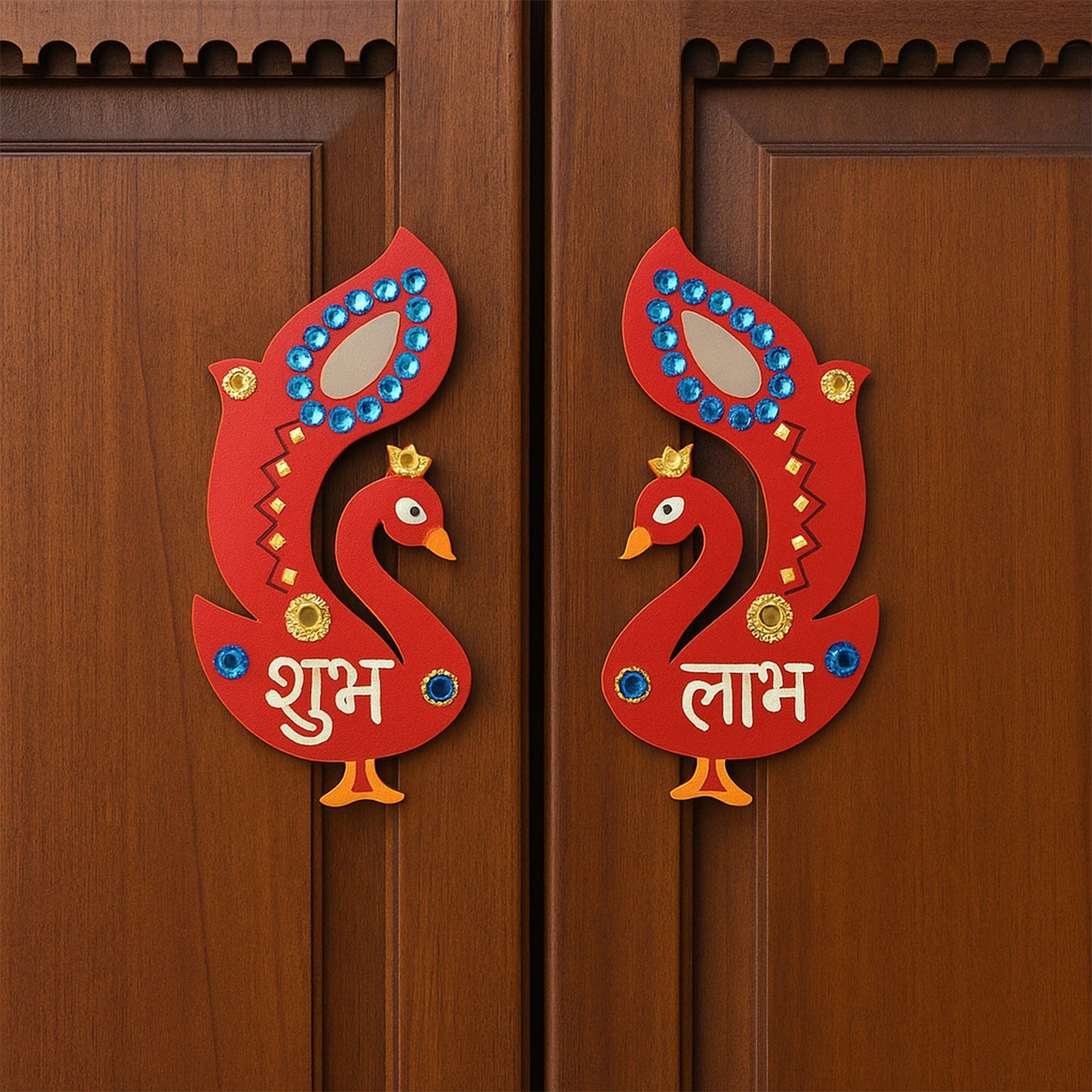 Decorative Wooden Shubh Labh Wall Hanging (2 Pc)