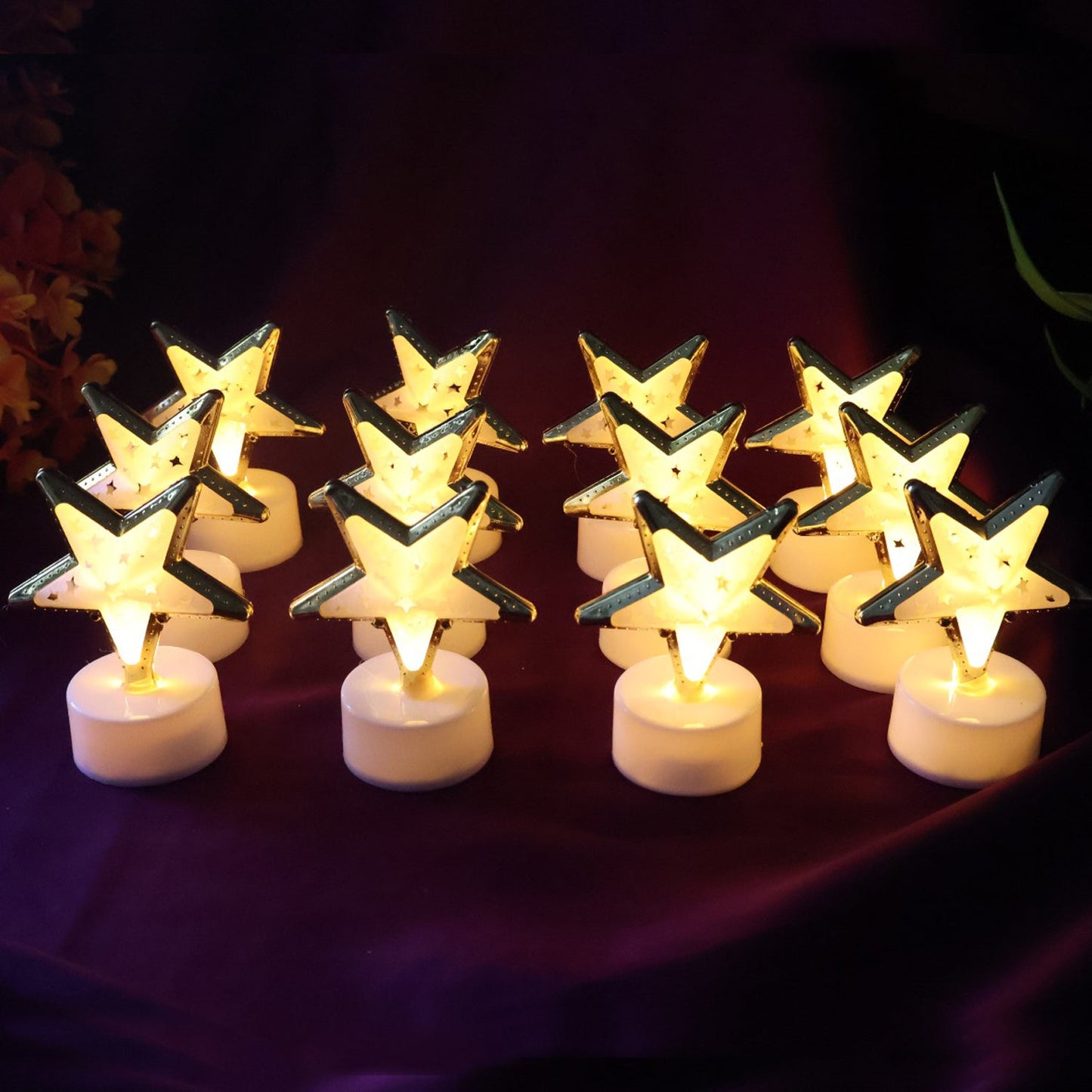 Decorative Star Shaped Flameless LED Candles (12 Pc)
