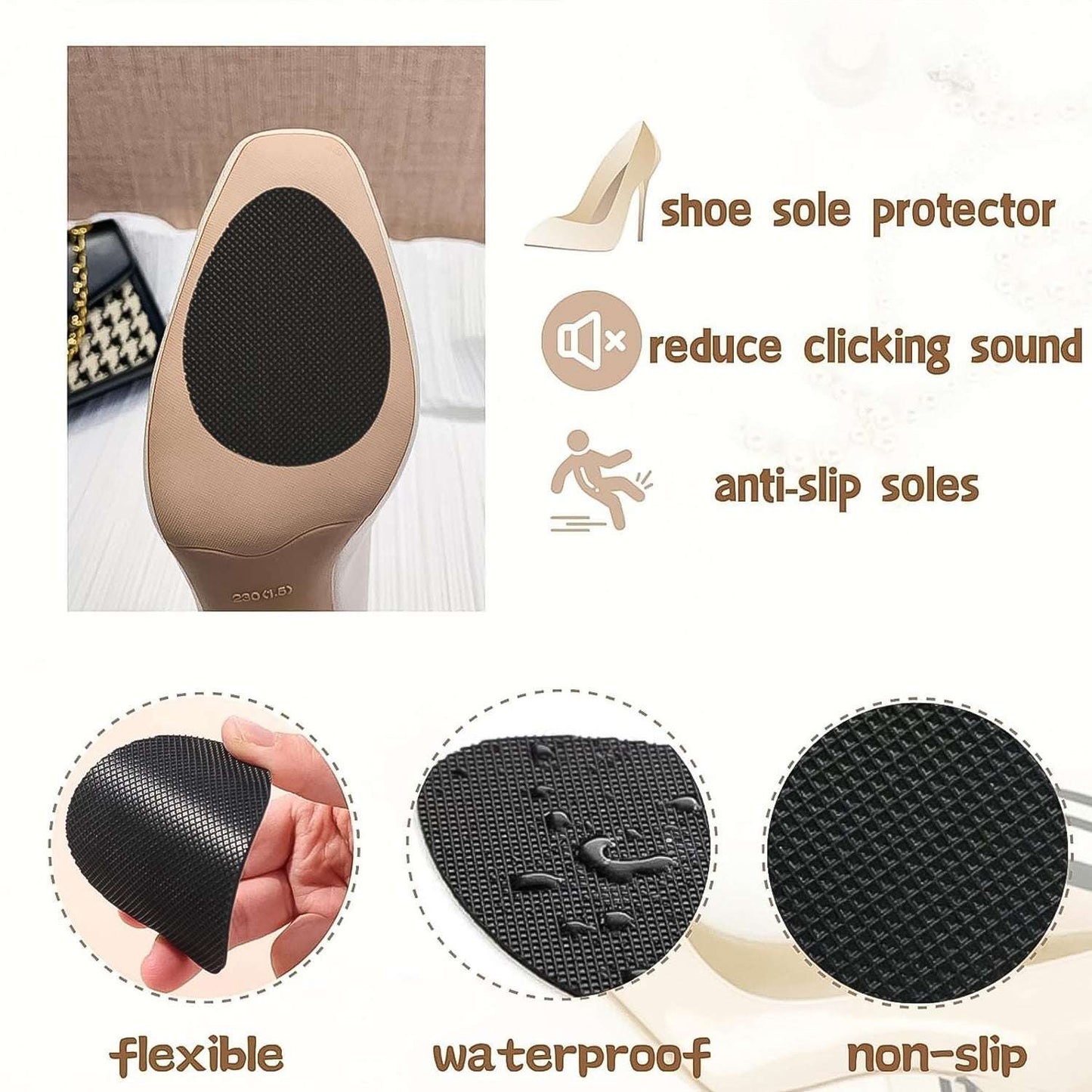 Self Adhesive Anti Slip Grip Sticker For Shoes, Sandals, Heels (1 Pc)