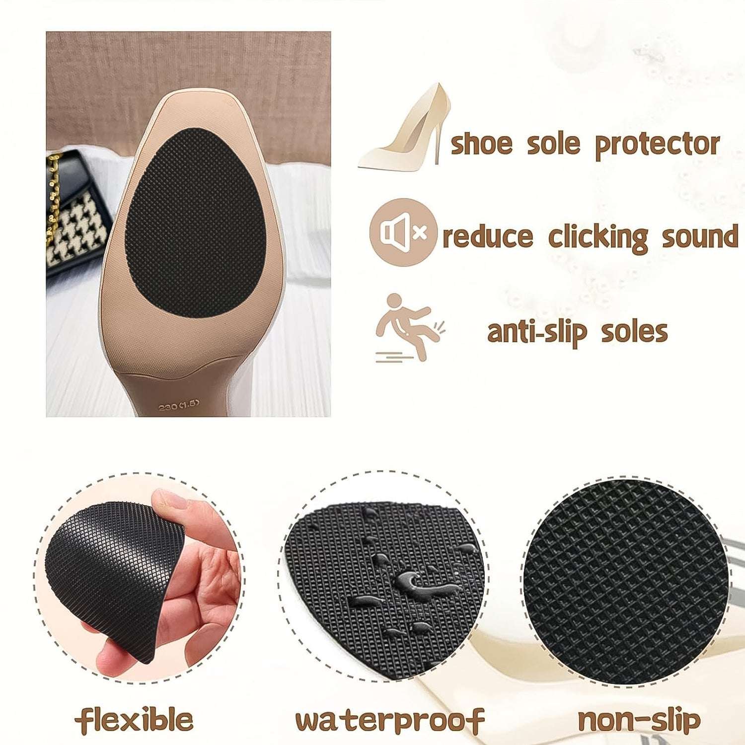 Self Adhesive Anti Slip Grip Sticker For Shoes, Sandals, Heels (1 Pc)