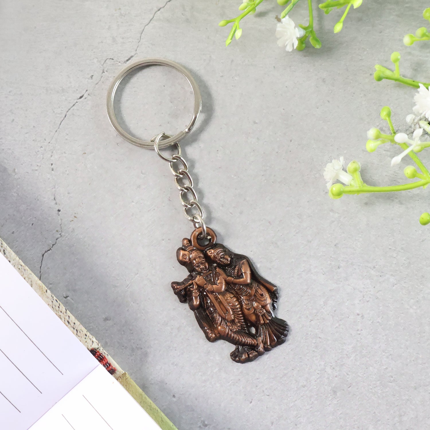 Radha Krishna Metal Keychain 
