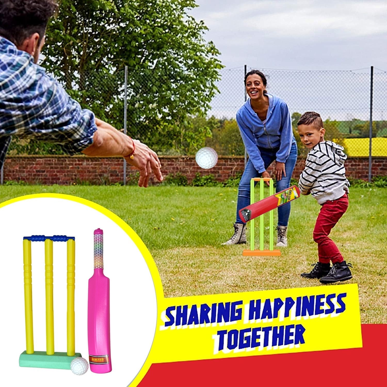 Cricket bat and ball set for children, ready for outdoor fun