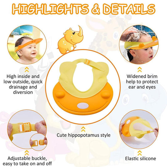 Shower cap for babies, silicone eye and ear protection