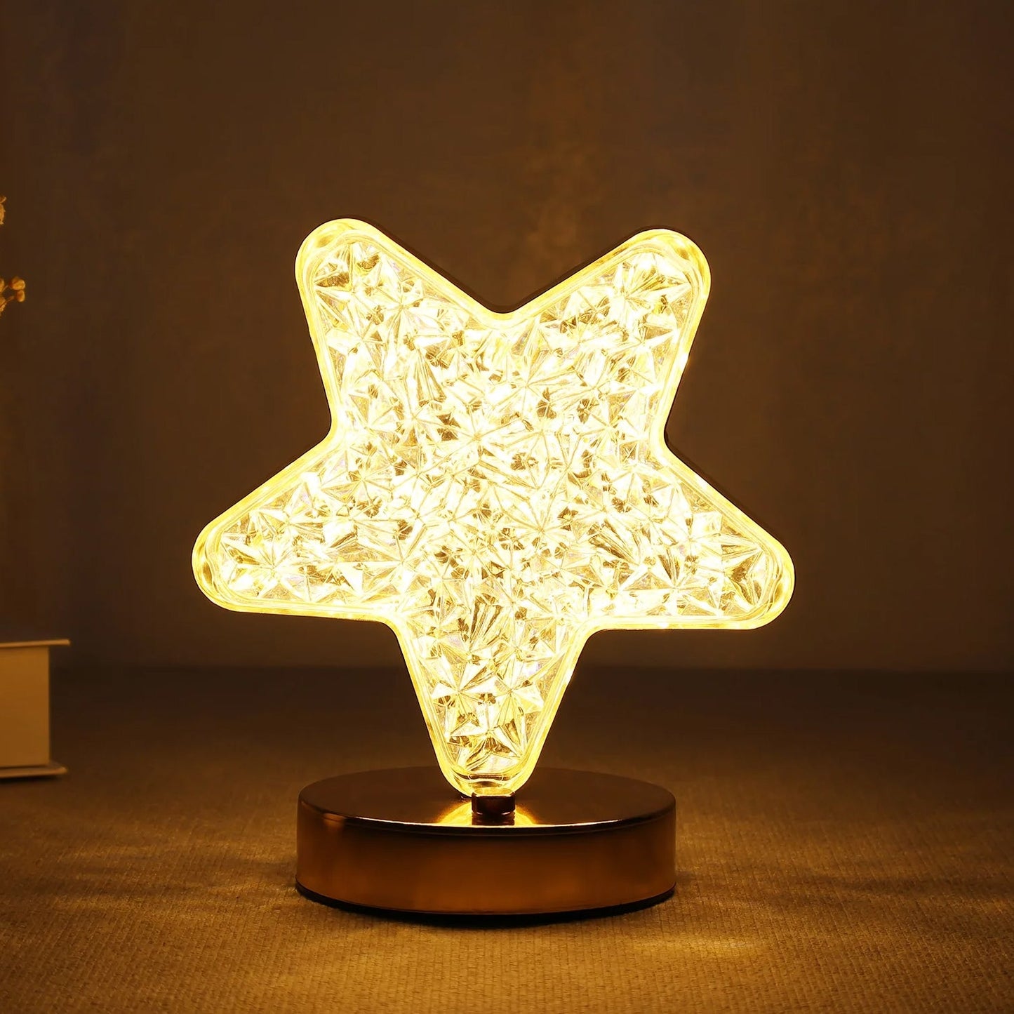 Star Crystal Diamond Touch Lamp – USB Rechargeable, 3-Way Dimmable